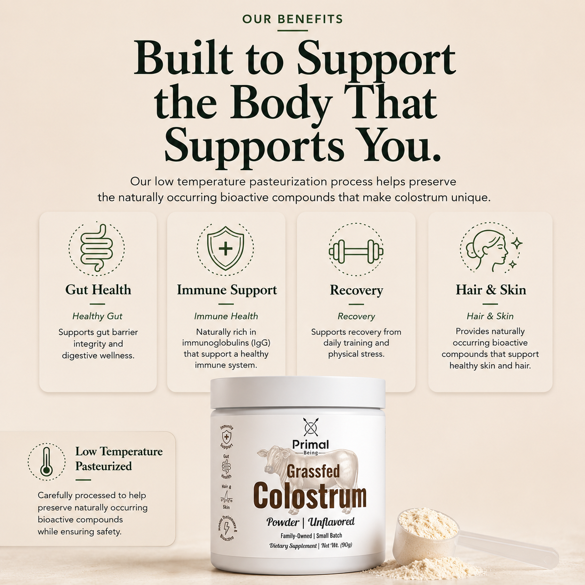 Grassfed Bovine Colostrum naturally occurring nutrients