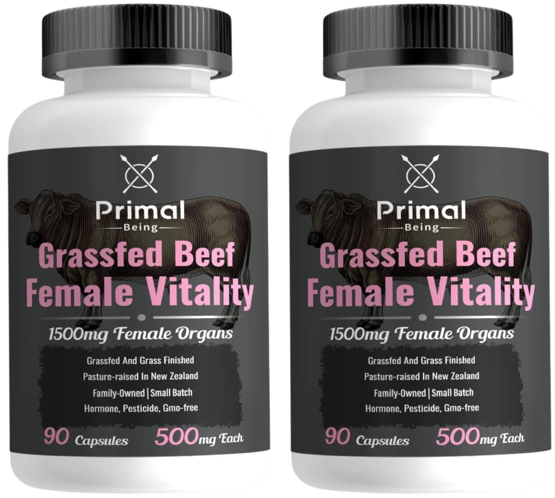 Primal Being Grassfed Beef Female Vitality Supplement- Supports Hormonal Health, Fertility, Inflammation, Energy - 90 Capsules, 1500mg per Serving