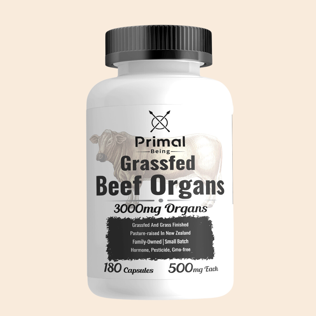 Grassfed Beef Organ Complex - Liver, Heart, Pancreas, Spleen, & Kidney- Supports Overall Health & Performance - 180 capsules, 3000mg per Serving