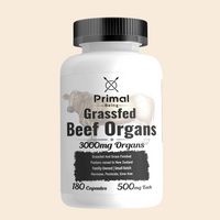 Primal Being Grassfed Beef Organ Complex - Liver, Heart, Pancreas, Spleen, & Kidney- Supports Overall Health & Performance - 180 capsules, 3000mg per Serving