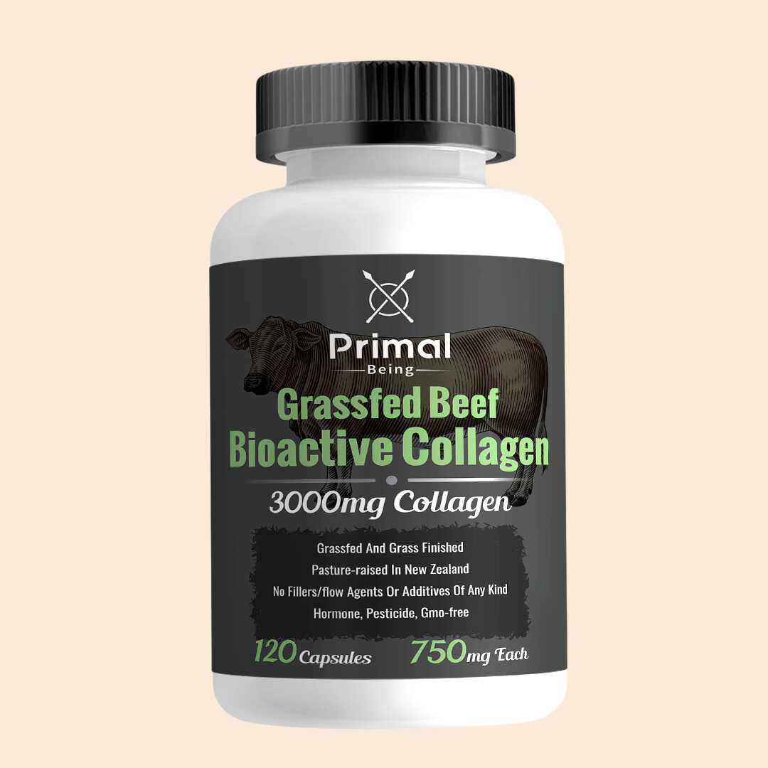 Primal Being Grassfed Beef Cartilage Collagen (Type I-V & XI)- Supports Hair, Skin, Nails - 120 Capsules, 3000mg per serving