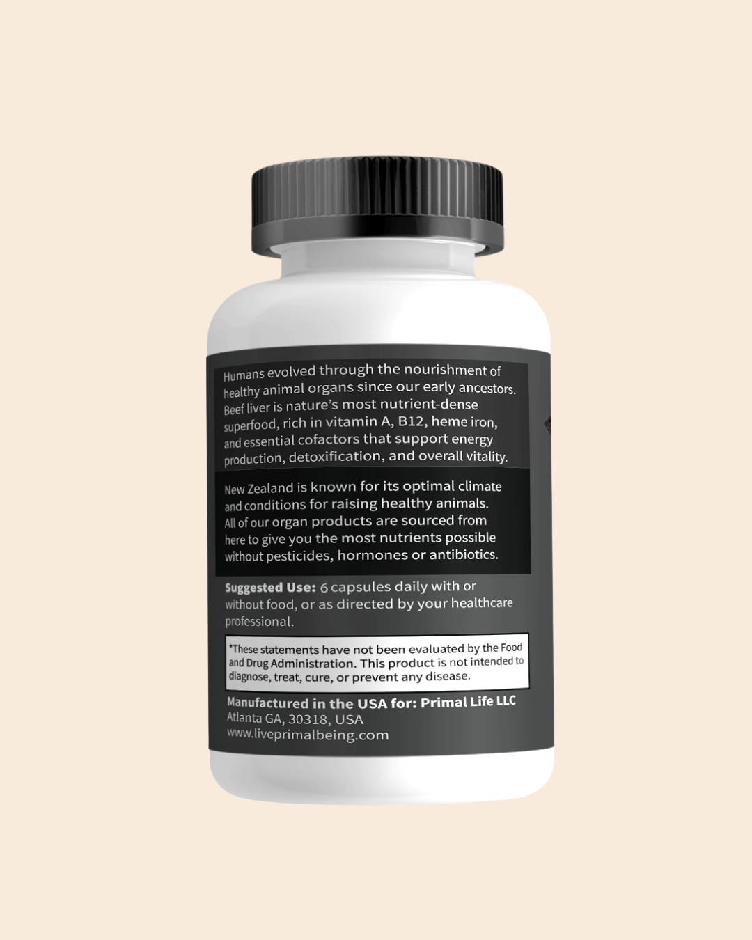 Primal Being Grassfed Beef Liver- Supports Energy, Longevity, Metabolic Health, and Detoxification