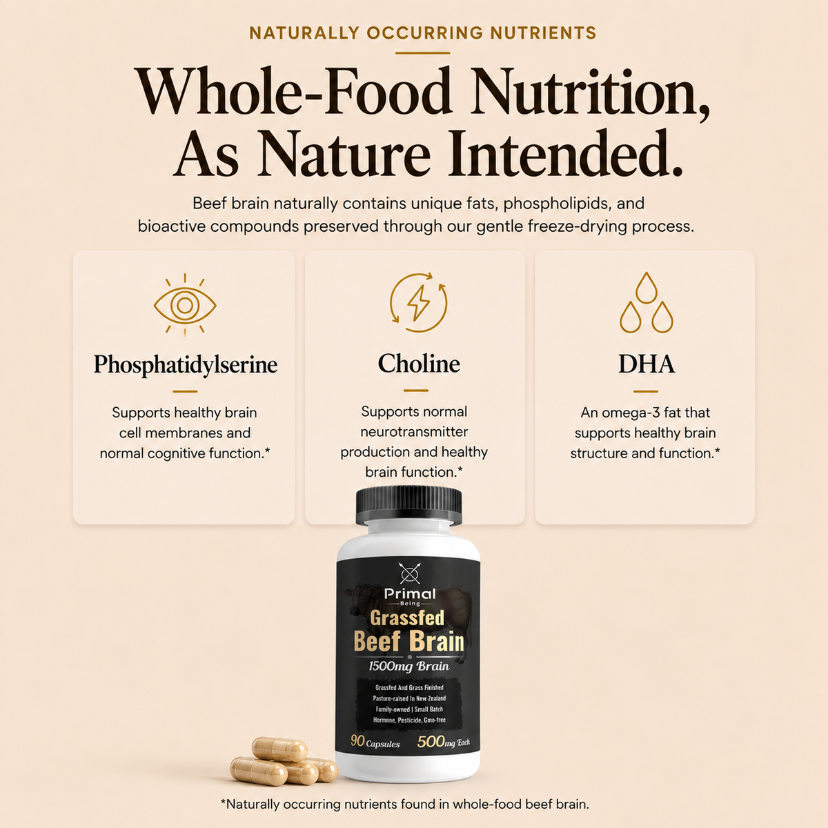 Grassfed Beef Brain naturally occurring nutrients