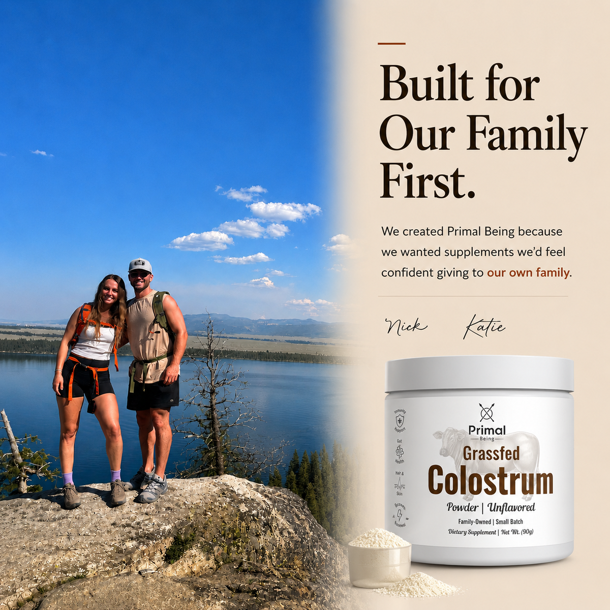 The Primal Being founders with Grassfed Bovine Colostrum