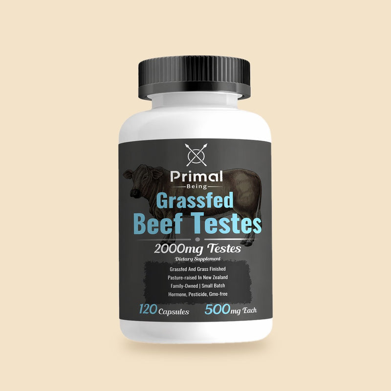 Primal Being Grassfed Beef Testes bottle front