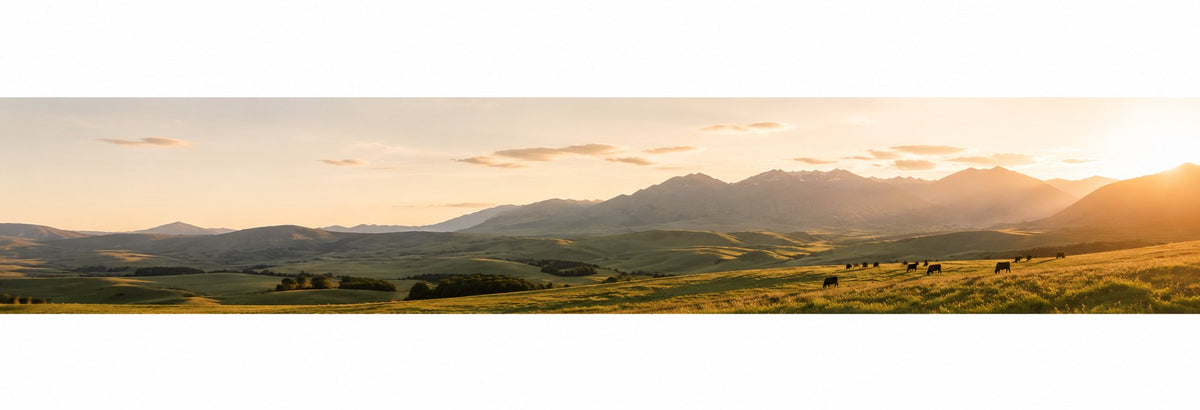 New Zealand pasture at golden hour